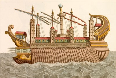 Caligula római császár óriási uszálya (színes metszet) alkotó: European School