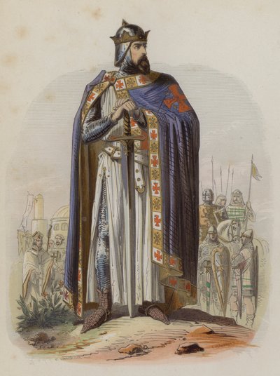 Godfrey of Bouillon, az első keresztes hadjárat frank vezetője és a jeruzsálemi királyság első uralkodója (színes metszet) alkotó: European School