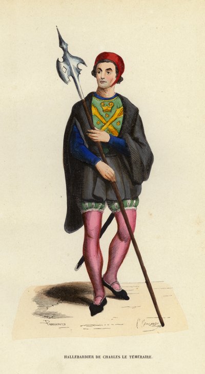 Charles Le Temeraire alabárdos (színes metszet) alkotó: European School
