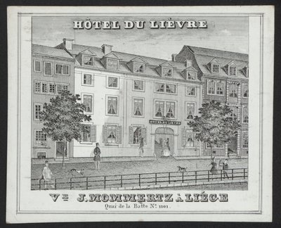 Hotel Du Lievre, J Mommertz, Liege (metszet) alkotó: European School