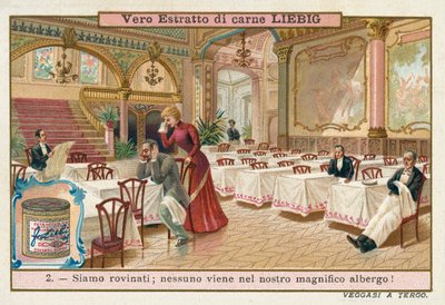 A vendéglátós kétségbeesik a vendégforgalom hiánya miatt (chromolitho) alkotó: European School