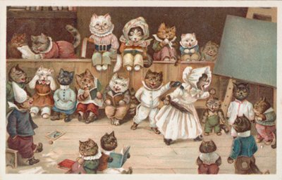 Humoros macskás képeslap (színes litográfia) alkotó: European School