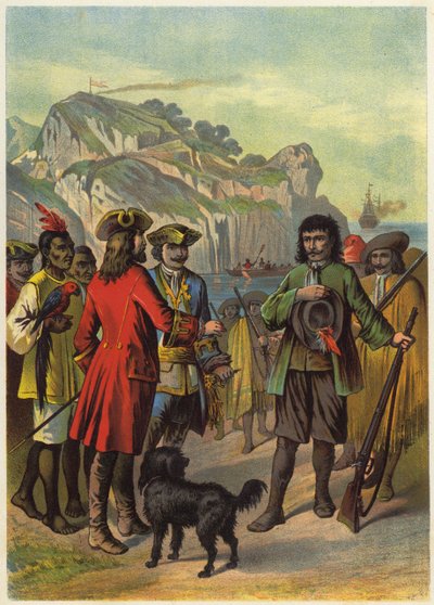 Illusztráció a Robinson Crusoe-hoz (színes litográfia) alkotó: European School