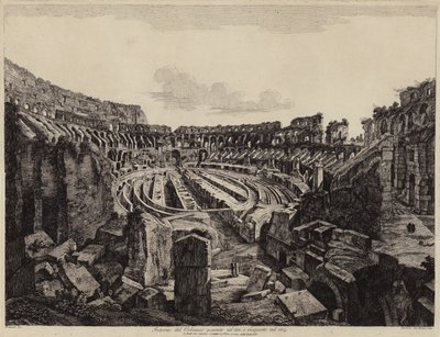 Az 1813-ban feltárt és 1814-ben megnyitott római Colosseum belseje (metszet) alkotó: European School