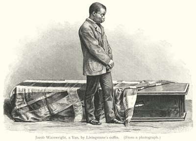 Jacob Wainwright, egy yao, Livingstone koporsójával (metszet) alkotó: European School