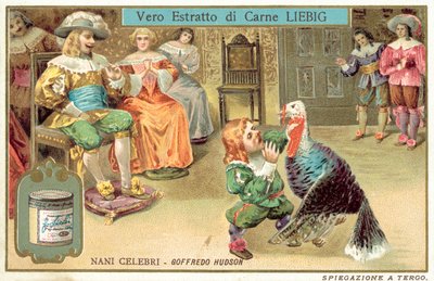 Jeffrey Hudson, angol udvari törpe és bolond I. Károly király és Henrietta Maria királynő udvarában (chromolitho) alkotó: European School