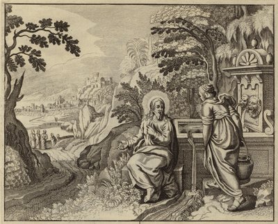 Jézus Krisztus és a szamáriai asszony (metszet) alkotó: European School