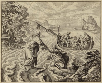 Jézus Krisztus a Galileai-tengeren jár (metszet) alkotó: European School