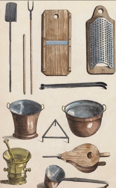 Konyhai eszközök (színes litográfia) alkotó: European School