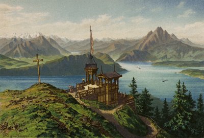 Luzerni-tó: Rigi-Kanzeli (színes litográfia) alkotó: European School