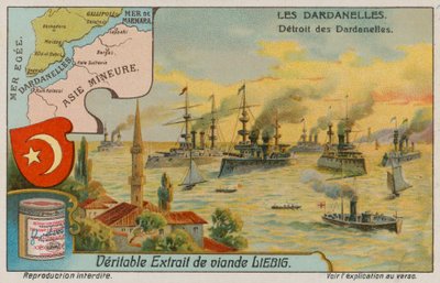 Térkép, címer és kilátás a Dardanellák-szorosról alkotó: European School