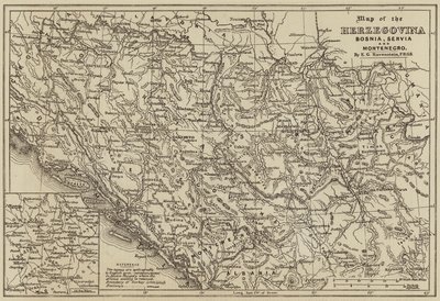 Hercegovina, Bosznia, Szerbia és Montenegró térképe (metszet) alkotó: European School
