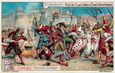 Mardi Gras ünnepségek Trentóban, Olaszországban (chromolitho) alkotó: European School
