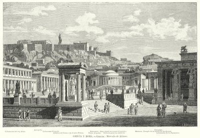 Athén piaca, ókori Görögország (litho) alkotó: European School