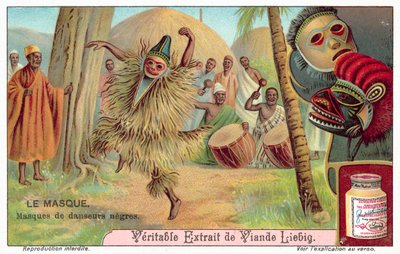 Afrikai táncosok maszkjai (chromolitho) alkotó: European School