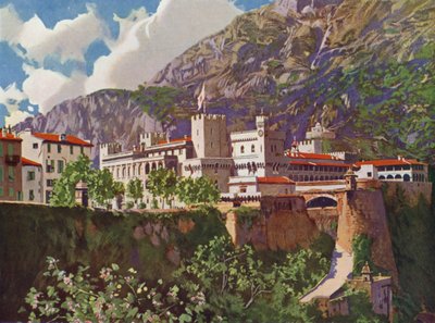Monaco, A hercegi palota (színes litográfia) alkotó: European School