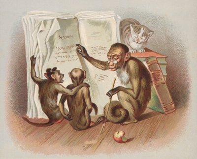 Majomtanítás (chromolitho) alkotó: European School