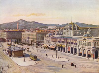 Nizza, Place Massena (színes litográfia) alkotó: European School