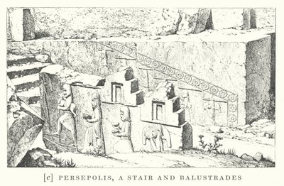 Persepolis, egy lépcső és korlátok (litográfia) alkotó: European School