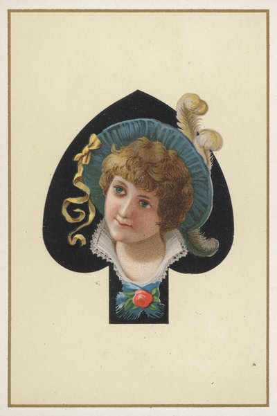 Lány portréja játékkártyán (színes litográfia) alkotó: European School