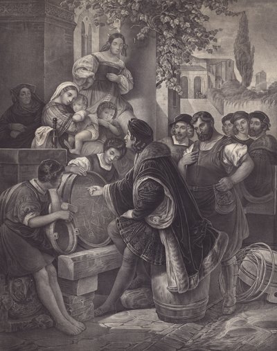 Raphael a szűz és a gyermek vázlatát (litho) alkotó: European School