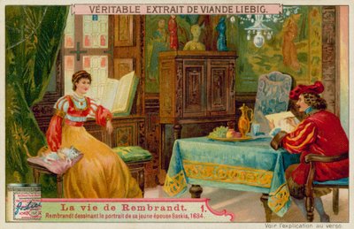 Rembrandt képet rajzol feleségéről, Saskiáról alkotó: European School