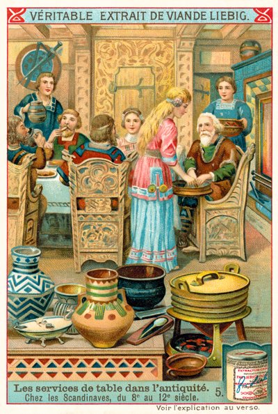 Skandináv étkészlet, 8-12. század (chromolitho) alkotó: European School