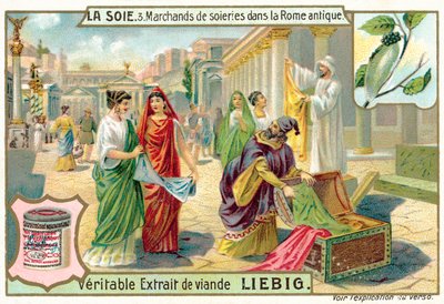Selyemkereskedők az ókori Rómában (chromolitho) alkotó: European School