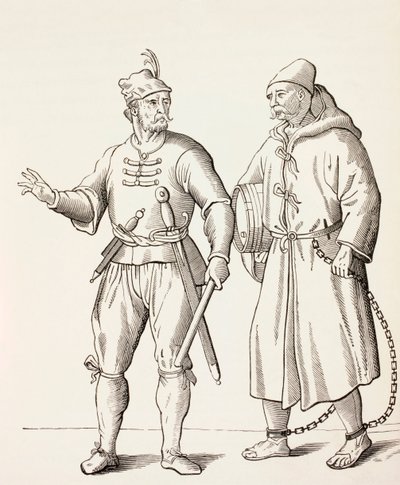 Tizenhatodik századi gályarab katona gályarabszolgával, 1880 körül alkotó: European School
