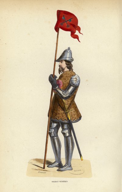 Soldat Venitien (színes metszet) alkotó: European School