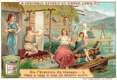 Fonás és szövés egy ősi tóparti faluban (chromolitho) alkotó: European School