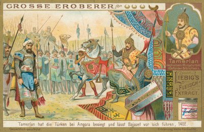 Tamburlaine meghódítja Bajazeth-et, Liebig kártya, 20. század eleje (kromo) alkotó: European School