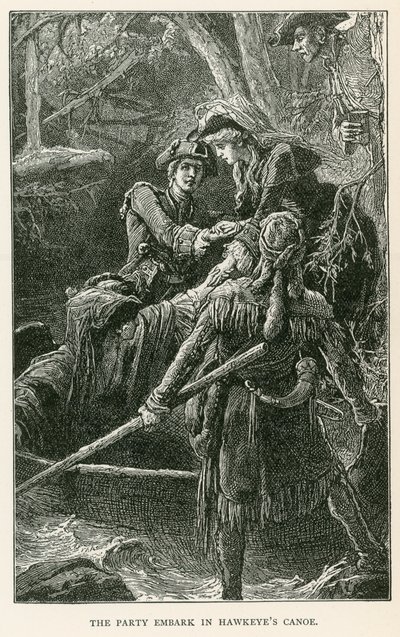 A párt Sólyomszem kenujával száll hajóra (metszet) alkotó: European School