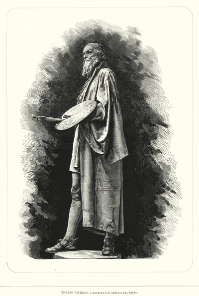 Tizian, olasz reneszánsz művész, Antonio dal Zotto szobra (litho) alkotó: European School