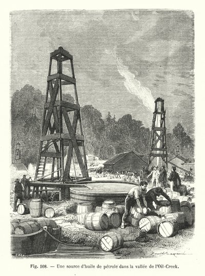 Kőolajforrás az Oil-Creek völgyében (metszet) alkotó: European School