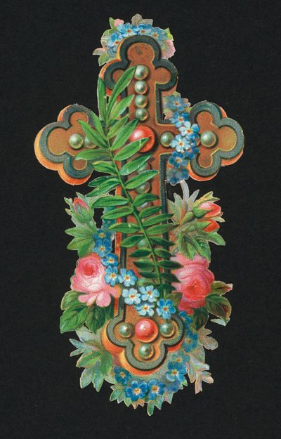Viktoriánus töredékek: Szent kereszt (chromolitho) alkotó: European School