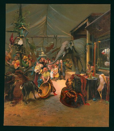 Látogatók egy állatkertben (chromolitho) alkotó: European School