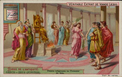 Zeusz, az ókori Görögország istene (chromolitho) alkotó: European School