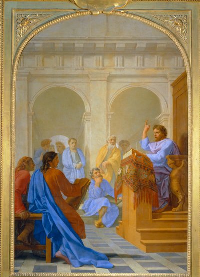 Saint Bruno enseigne la theologie dans les ecoles de Reims - Szent Brúnó teológiát tanít a reimsi iskolákban ... alkotó: Eustache (studio of) Le Sueur