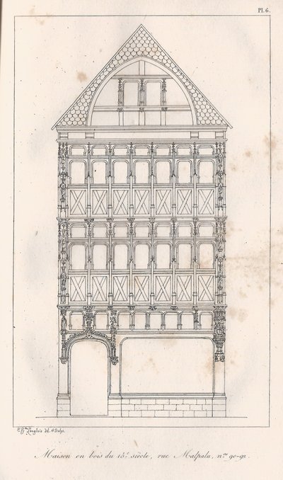 15. századi faház rue Malpalu n ° 90-92 alkotó: Eustache Hyacinthe Langlois