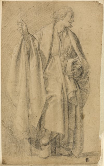 Álló, terített férfi figura, fogókar alkotó: Eustache Le Sueur