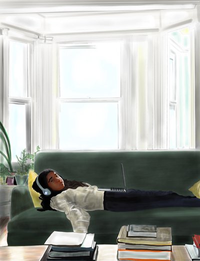 Ava On Couch, Brooklyn (digitális művészet) alkotó: Evan Sklar