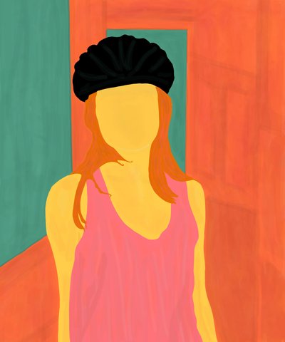 Ava biciklis sisakkal, Brooklyn (digitális művészet) alkotó: Evan Sklar