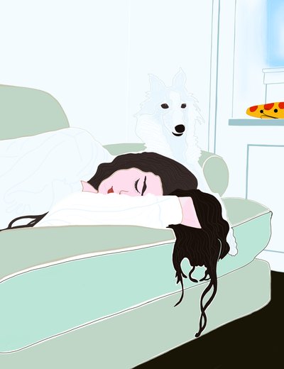 Ava és Minnie szundikál (digitális művészet) alkotó: Evan Sklar