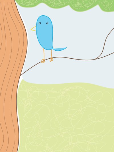 Blue Bird On Skinny branch, 2015 (kézzel rajzolt egy iPad-en egy Apple ceruzával) alkotó: Evan Sklar