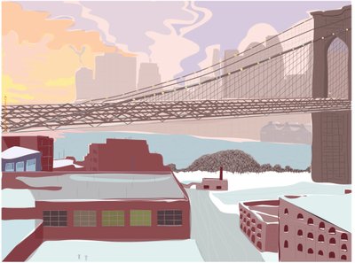Brooklyn Bridge, Clearing Storm, 2015 (kézzel rajzolva iPad-en Apple ceruzával) alkotó: Evan Sklar