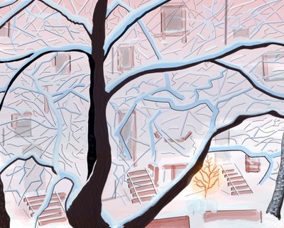 Brownstones In Snow , Brooklyn (digitális művészet) alkotó: Evan Sklar