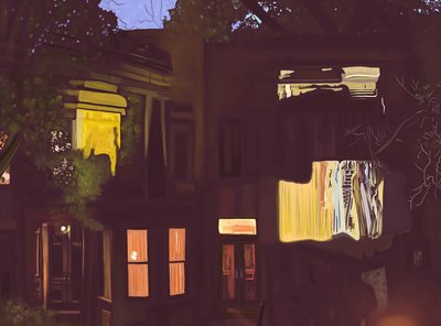 Brownstones at Night , 2020-24 körül (digitális művészet) alkotó: Evan Sklar