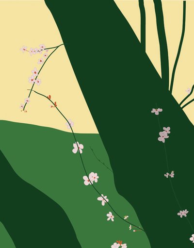 Cherry Blossoms, 2015 (kézzel rajzolt egy iPad-en egy Apple ceruzával) alkotó: Evan Sklar