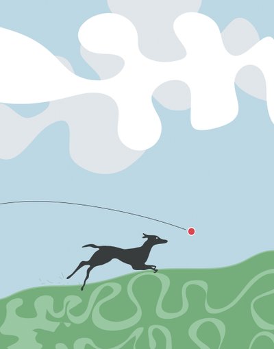 Dog Chasing a Ball, 2015 (kézzel rajzolva egy iPad-en Apple ceruzával) alkotó: Evan Sklar